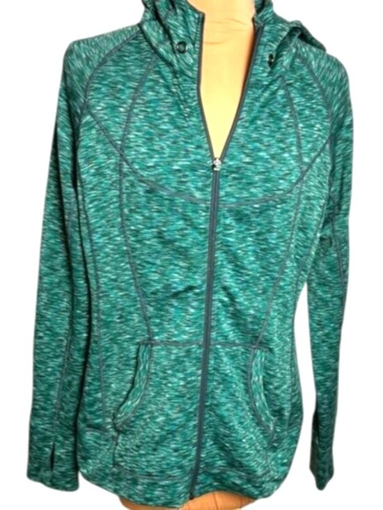 Athleta Jackets & Blazers - Athleta Blue Space Dye Zip Hoodie Size Large Athletic Workout Jacket